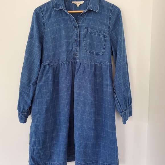 MADEWELL Size Large Indigo Plaid Denim Babydoll Shirtdress $128 Runs Small! EUC! - Picture 13 of 16